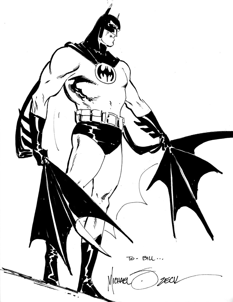 Batman Detailed Commission Pinup Comic Art For Sale By Artist Mike Zeck