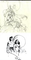 2 Prelim Drawings of Batman, Tars Tarkas, John Carter, Deja Thoris Comic Art