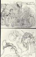 2 Detailed Pencil Prelim Drawings of John Carter, Deja Thoris, Tars Tarkas Comic Art