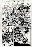 Conan: River of Blood #3 p 19 Semi-Splash (AWESOME BATTLE!) 1998 Comic Art