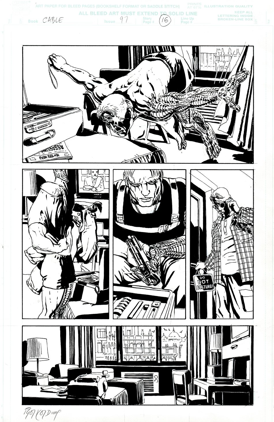 Cable 97 P 16 Cable Leaps Into His Apartment A Comic Art For Sale By Artist Igor Kordey At Romitaman Com