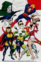 11 DC / Marvel Heroes Commission Pinup (Hand-Colored By Beatty Also!) Comic Art