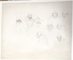 8 Detailed Pencil Studies For 'Fire and Ice' Movie (Large) Early 1980s Comic Art