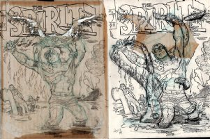 The Spirit #6 Cover 2 Prelim Drawings (1984) Comic Art