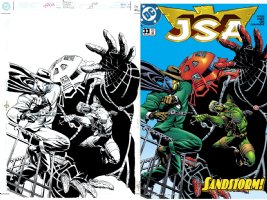 Rags Morales | jsa #33 cover (sand battles the golden age sandman! ) 2001 | Romitaman