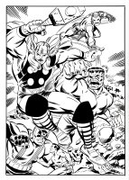 Avengers #3 Cover Recreation (Hulk & Sub-Mariner Battling Thor, Iron Man, Giant Man & Wasp!) Comic Art