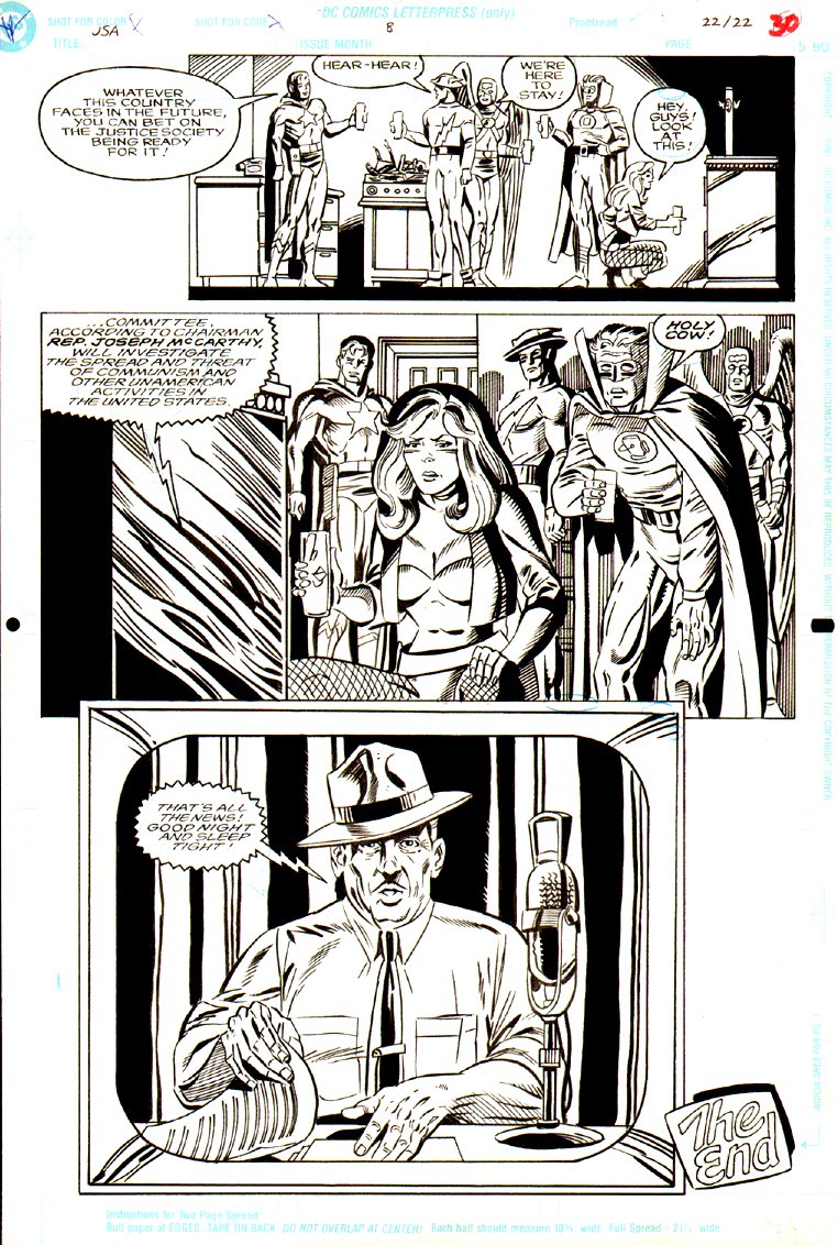 Justice Society of America #8 p 30 (BLACK CANARY, FLASH, GL, HAWKMAN,  STARMAN!) Comic Art For Sale By Artist Grant Miehm at Romitaman.com