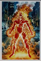 Fantastic Four #682 (37) Large Painted Cover (AWESOME HUMAN TORCH FLAMED UP ON YANCY STREET!) Comic Art