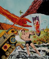 Marvel Mystery Comics #22 Cover Recreation Painting (SUB-MARINER BATTLES THE HUMAN TORCH!) 2008 Comic Art