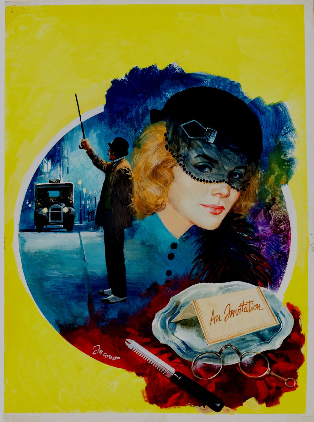 Image of Agatha Christie's 'Thirteen at Dinner' Published Novel Large Cover Painting
