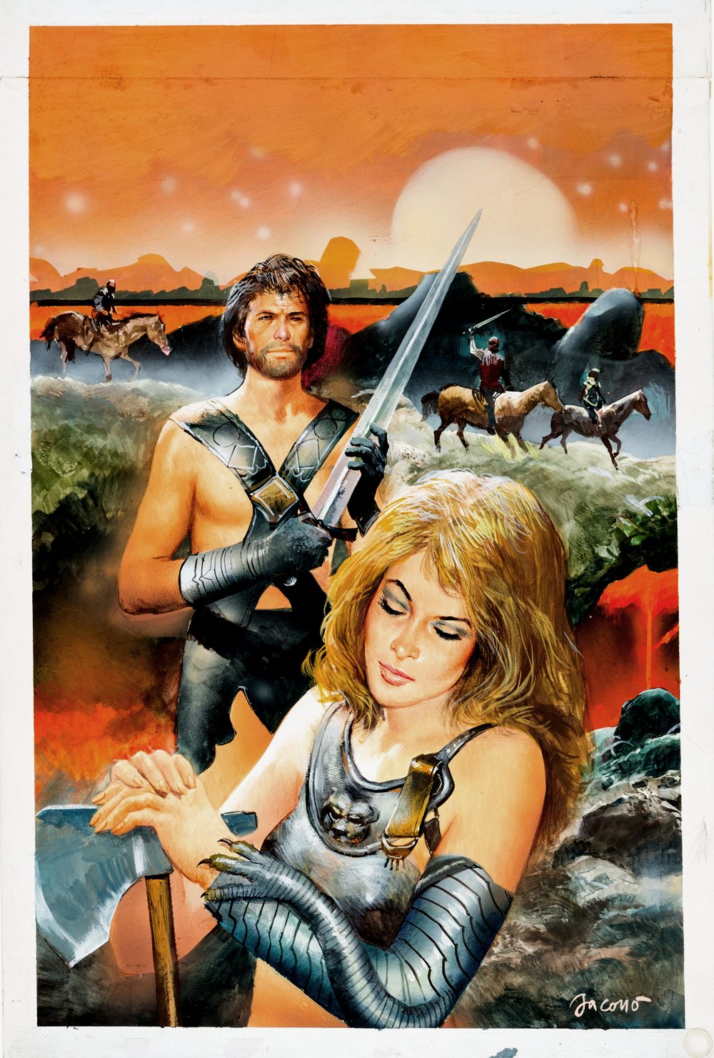 Image of Published SyFy Man & Babe Warrior Novel Cover Painting