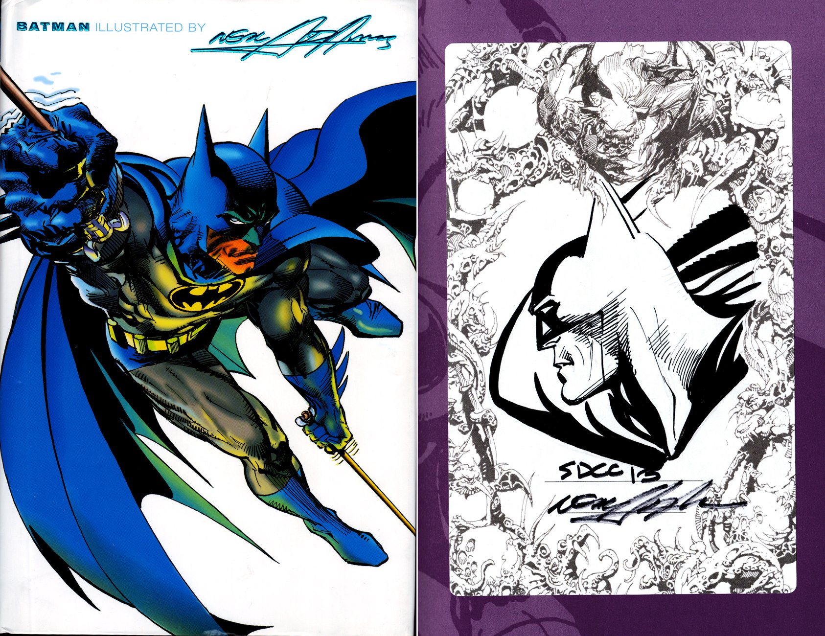 Batman Illustrated By Neal Adams Hardcover Book With Batman Pinup Comic Art  For Sale By Artist Neal Adams at 