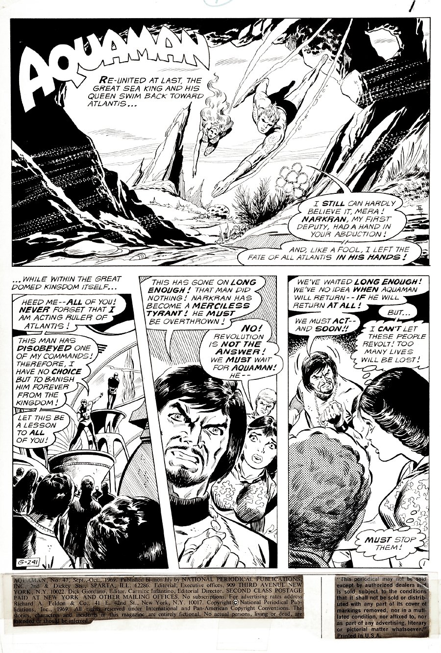 Image of Aquaman #47 p 1 SPLASH (AQUAMAN, MERA, AQUAGIRL!) 1969