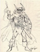 Warrior Pinup (SIGNED BY ARTIST BUT CAN'T MAKE IT OUT!) 1987 Comic Art