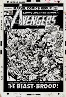 Jim Mooney, John Buscema | avengers #105 cover (black panther rejoins avengers! With hawkeye, iron man, thor, vision, sif, all battling in the savage land! ) 1972 | Romitaman