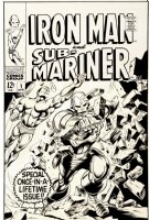 Bill Everett, Gene Colan | iron man & sub-mariner #1 large art cover (first historic 1967 cover that started marvel"s renumbering their titles! ) | Romitaman