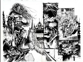 David Finch, Joe Weems | cyberforce #27 p 6-7 double spread splash (awesome ripclaw! ) 1996 | Romitaman