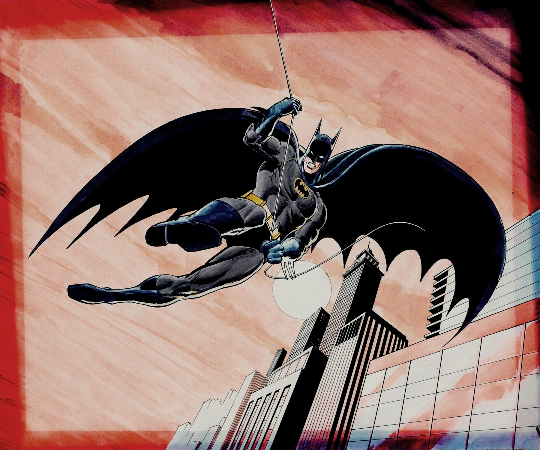 Batman HUGE Mixed Media Illustration (1980s) Comic Art For Sale By Artist Dick  Giordano at 