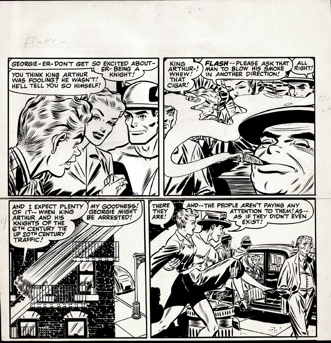 GOLDEN AGE FLASH 2/3 ACTION LARGE ART PAGE WITH FLASH IN EVERY PANEL ...