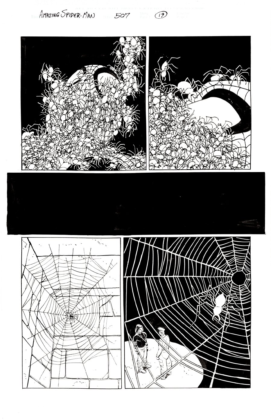 Image of Amazing Spider-Man #507 p 19 (SPIDER-MAN REVISITS HIS ORIGIN AS SPIDERS ENVELOPE HIM!) 2004