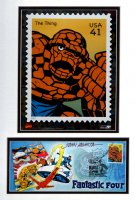 Fantstic Four 1st Day Issue Postmarked Stamped Envelope 7-26-2007 Signed, Matted, With Fantastic Four Print Comic Art