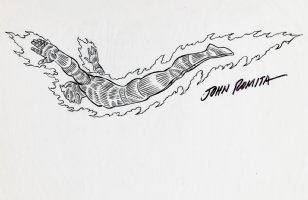 Human Torch Illustration (SOLD LIVE ON 'DUELING DEALERS OF COMIC ART #132 PODCAST ON 8-23-2023 WATCH IT HERE! Comic Art