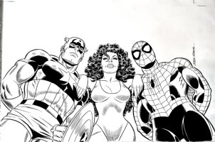 Marvel Calendar Cover Art (SPIDER-MAN, SHE-HULK, CAPTAIN AMERICA!) Large Art -1992 Comic Art