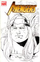 Avengers #7 'DETAILED THOR' Sketch Cover (2013) Comic Art